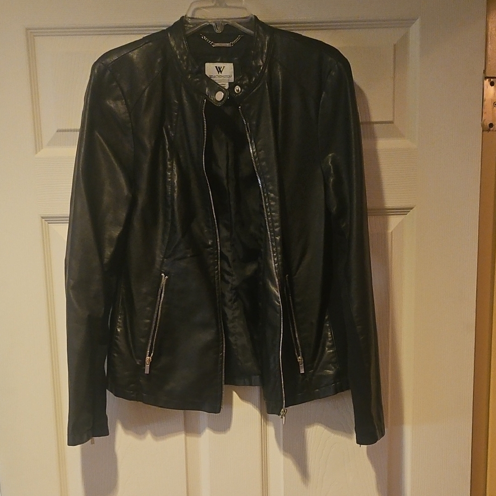 Worthington Black Leather Jacket with Zipper Details
